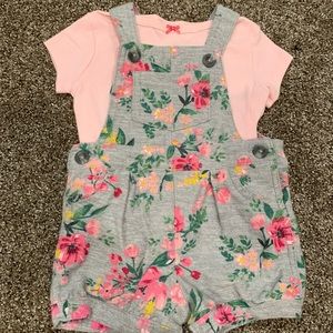 Carters baby girl overalls set
